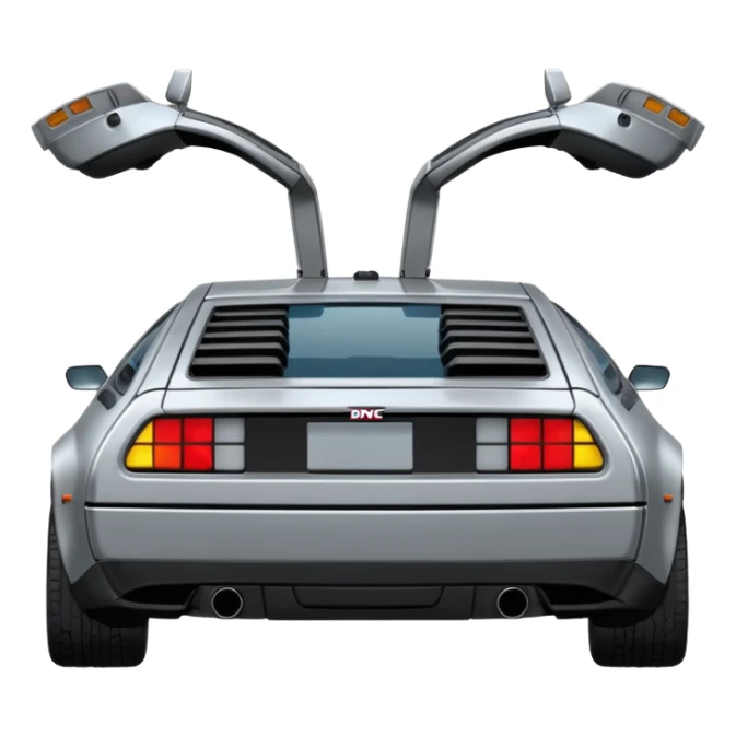Silver DMC 12 Delorean 30 degree rear backview sticker