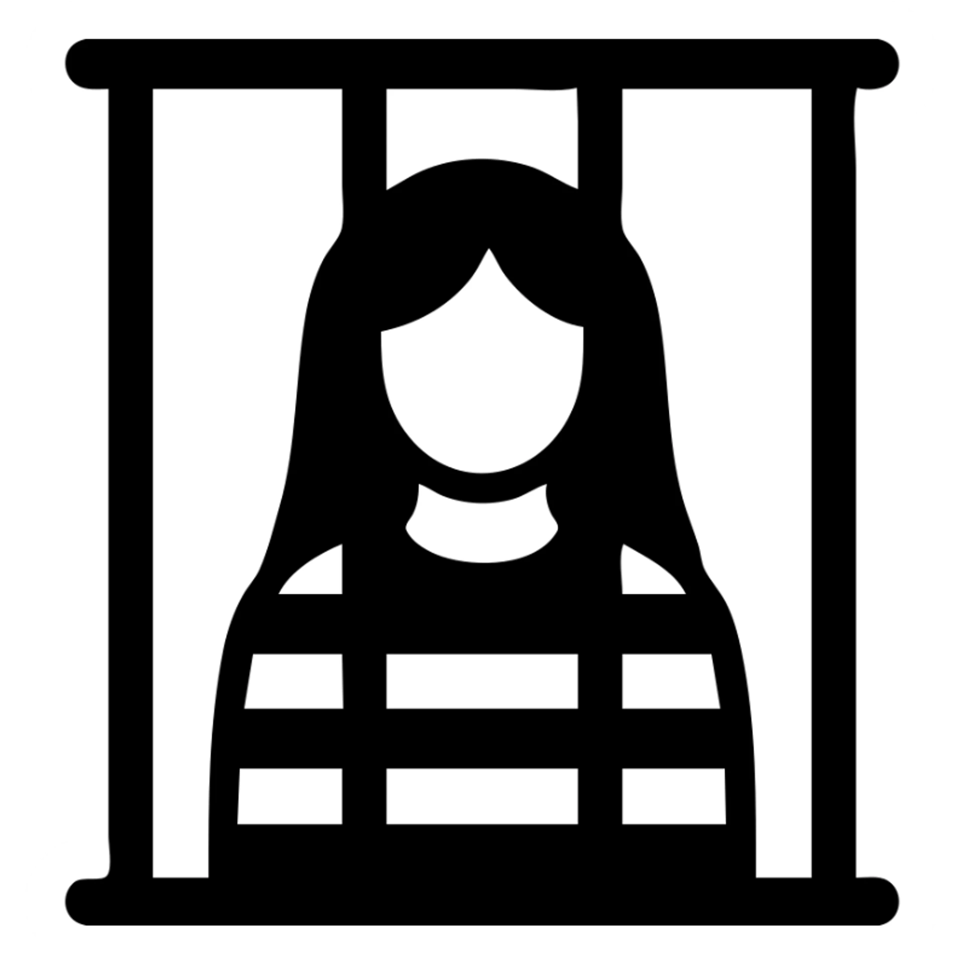 golden girl with long hair trapped in jail, solid filled icon sticker
