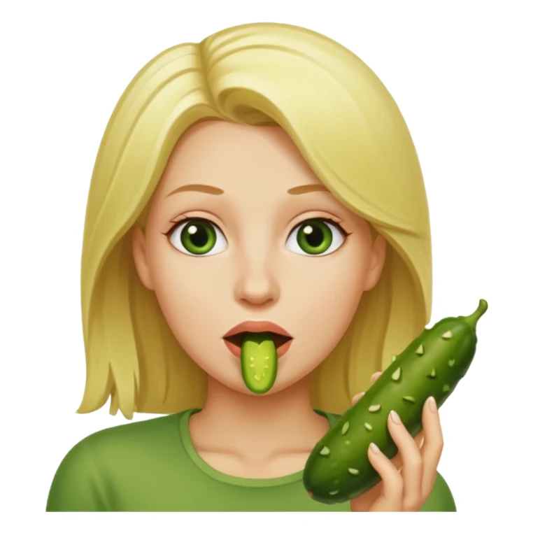 Blonde Naked woman pickle in mouth sticker