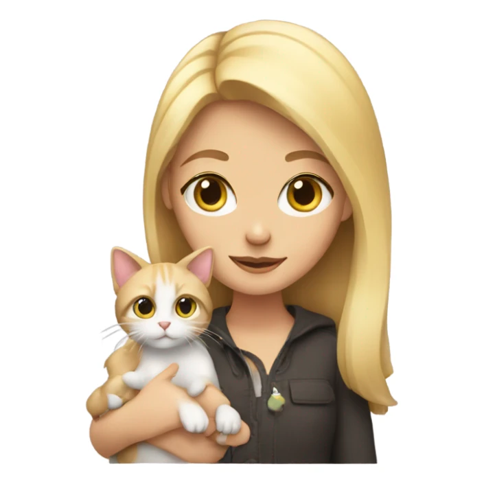 Blonde girl holding a cat sticker