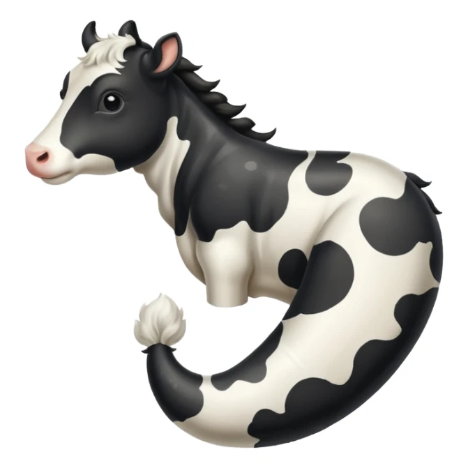 realistic white and black spotted cow tail slight curl at the end sticker