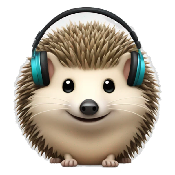 a hedgehog with music headphones sticker
