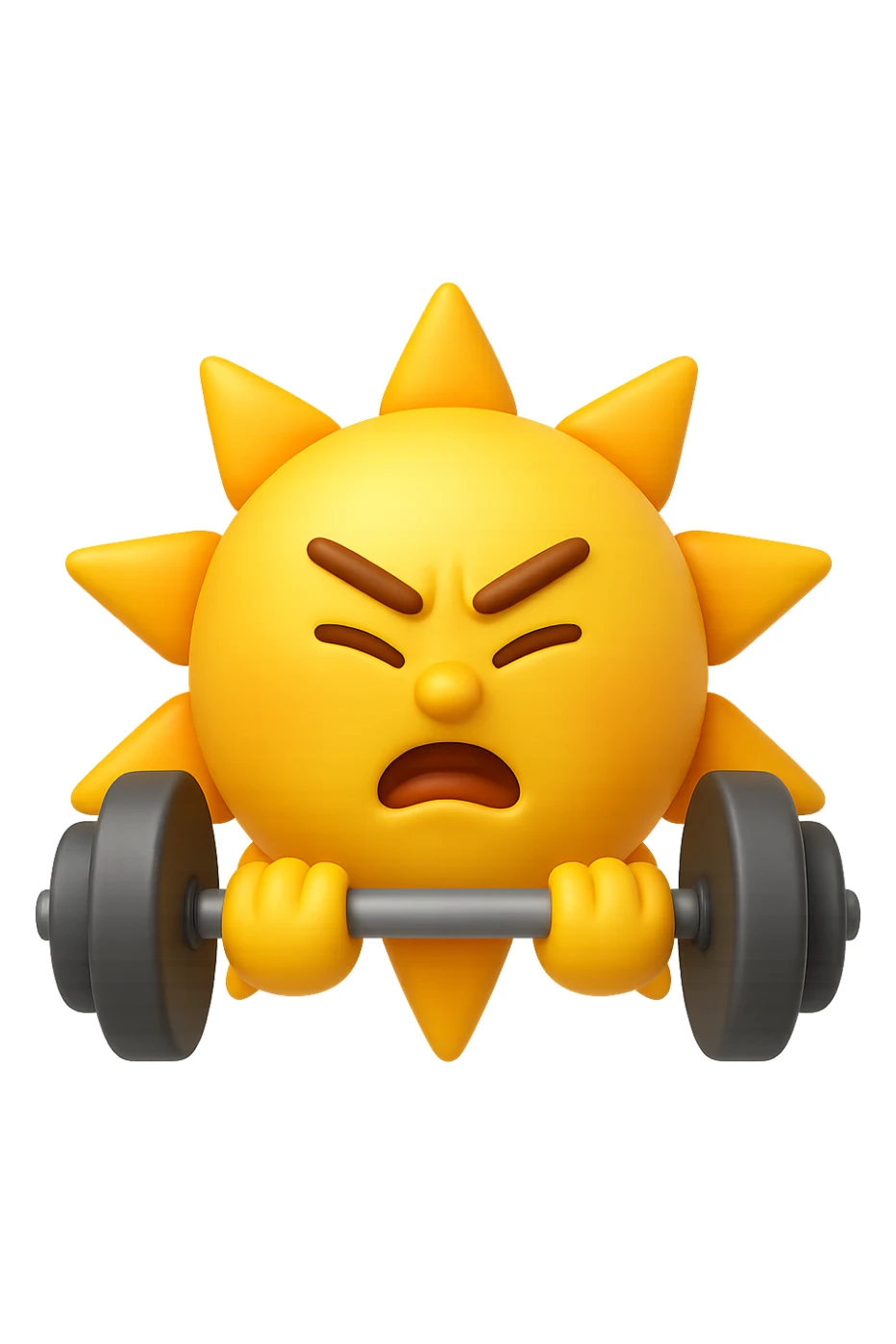 emoji stile iphone 3d di un sole che si allena con i pesi sticker