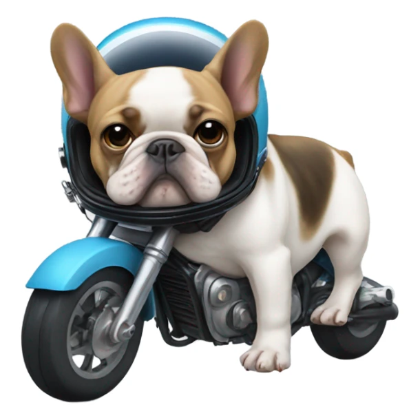 French bulldog with a motorcycle helmet sticker