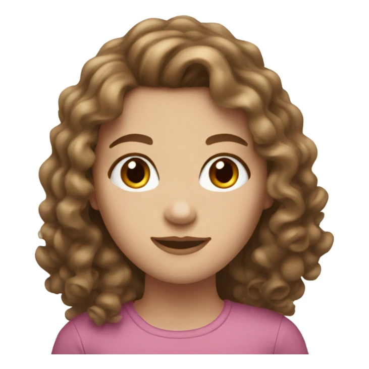 White girl with long brown curly hair sticker