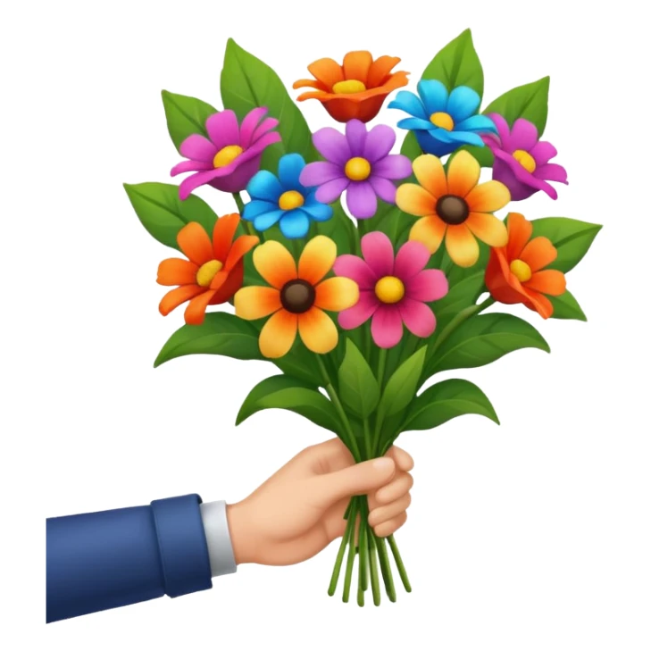 Male hand give a bogue of flowers sticker