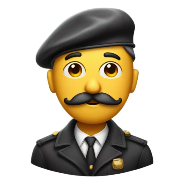 Pensive emoji with moustache wearing beret sticker