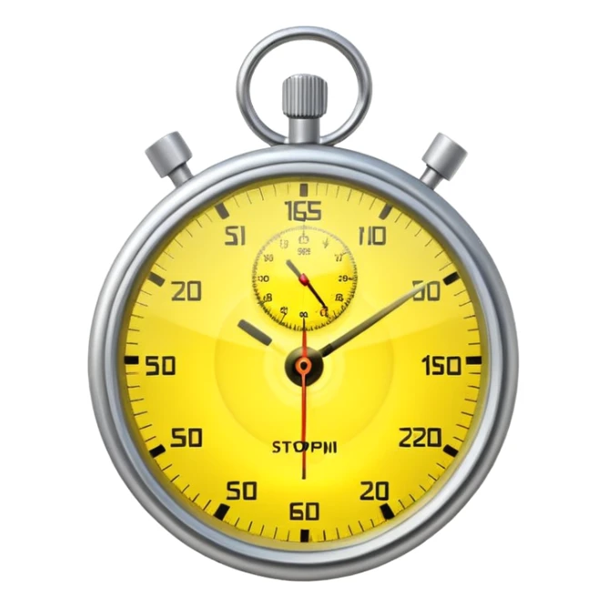 A yellow hologram of a stopwatch sticker