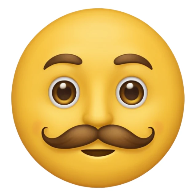 Mustache on a normal  yellow smiley with no dimple and more masculine expression  and regular eyes  sticker