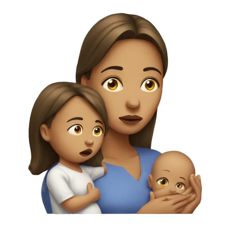 skeptical mother with sad baby sticker