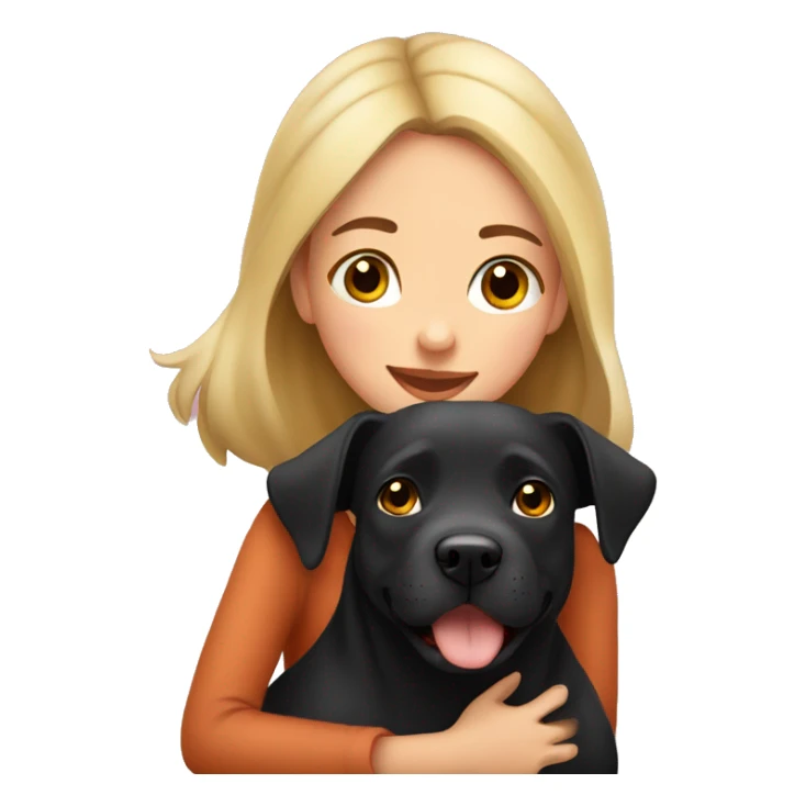 Italian girl hugging lovely black amstaff dog sticker