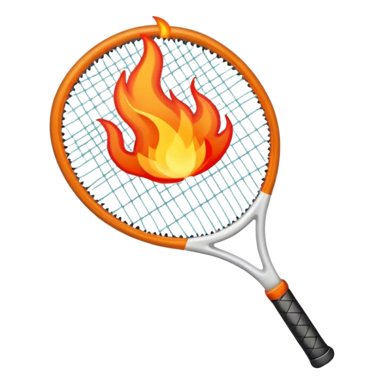 Tennis racquet with flames going through sticker