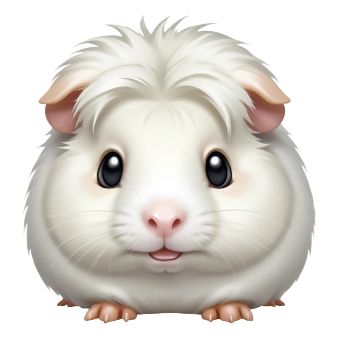 Cinematic Comical White Guinea Pig Portrait Emoji, Head tilted dramatically with an exaggeratedly amused expression, featuring a glossy, pristine white fur with an adorably scrunched face, wide, expressive dark eyes filled with playful disbelief, Simplified yet hilariously expressive features, highly detailed, glowing with a slightly sassy glow, high shine, dramatic yet playful, stylized with an air of cheeky mischief, bright and endearing, soft glowing outline, capturing the essence of a spirited and over-the-top guinea pig, so meme-worthy it feels like it could side-eye its way into internet fame instantly! sticker