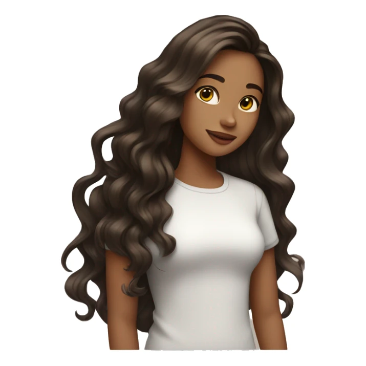 girl with long wavy dark brown hair with highlights  sticker