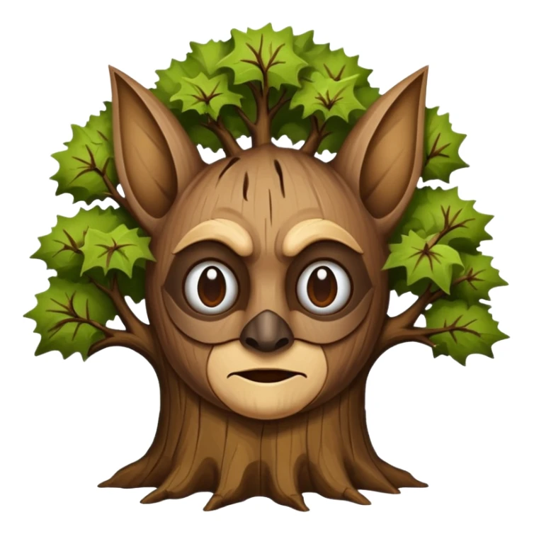 Make a wood with a face and wooden legs and arms and a bat sticker