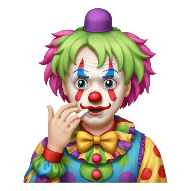 A clown holding his nose because he can smell poop sticker