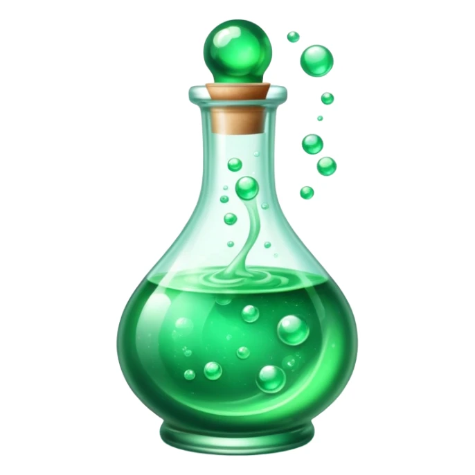 magical glowing potion in a glass bottle with bubbles sticker
