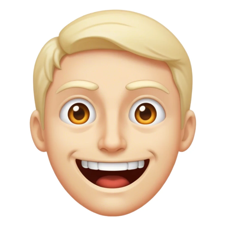 Tight, awkward grin with dead eyes, trying to act normal in chaos. sticker