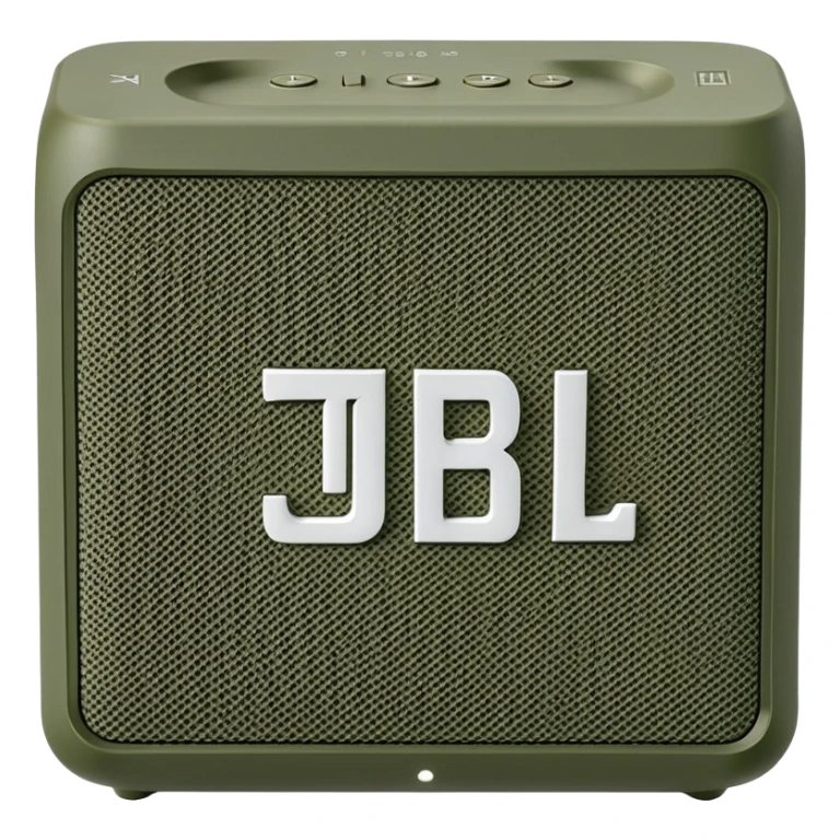 JBL Go 4 portable speaker in khaki green color, compact rectangular shape with rounded corners, front view showing speaker grill and JBL logo sticker