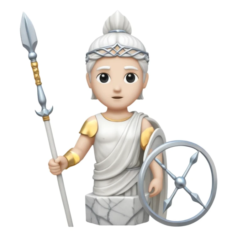 a greek white marble statue holding a marble trident. entirely make of marble. only white color no other color sticker