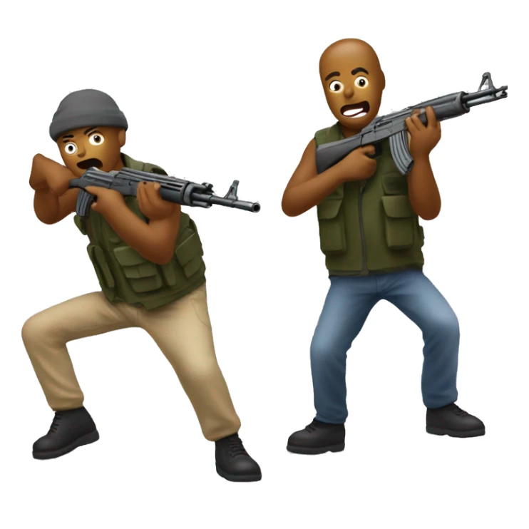 Two fried men with fake ak47s shooting fake bullets sticker