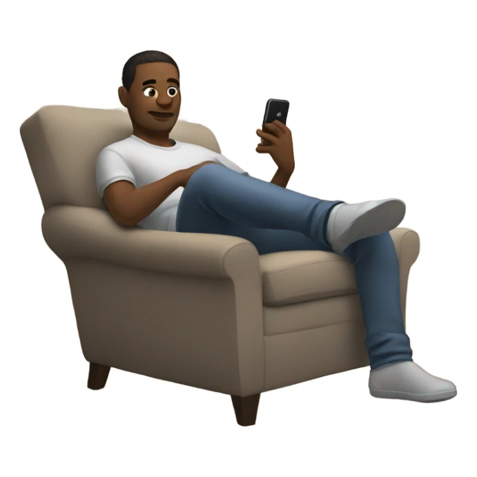 white man chilling on his phone sticker