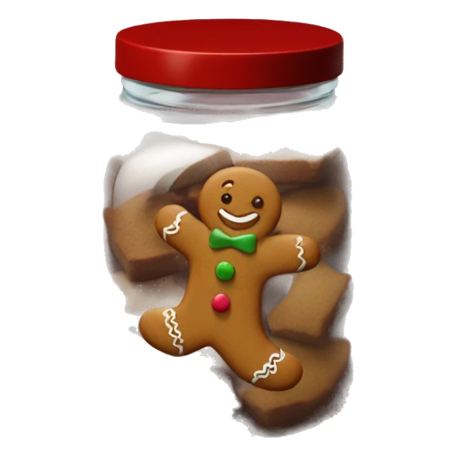 gingerbread cookies in a clear jar with a dark red lid sticker