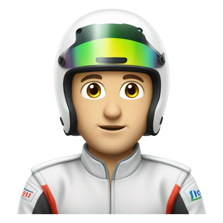 caucasian racecar driver wearing helmet sticker