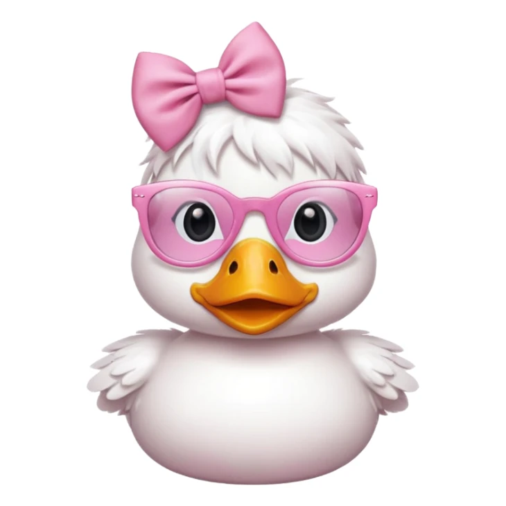 white duck with pink glasses and a pink bow sticker