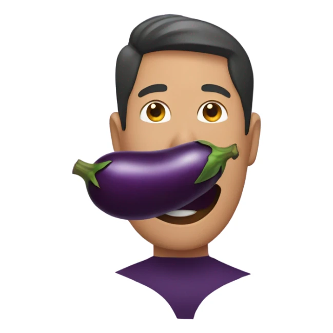 A guy holding an egg plant to his face sticker
