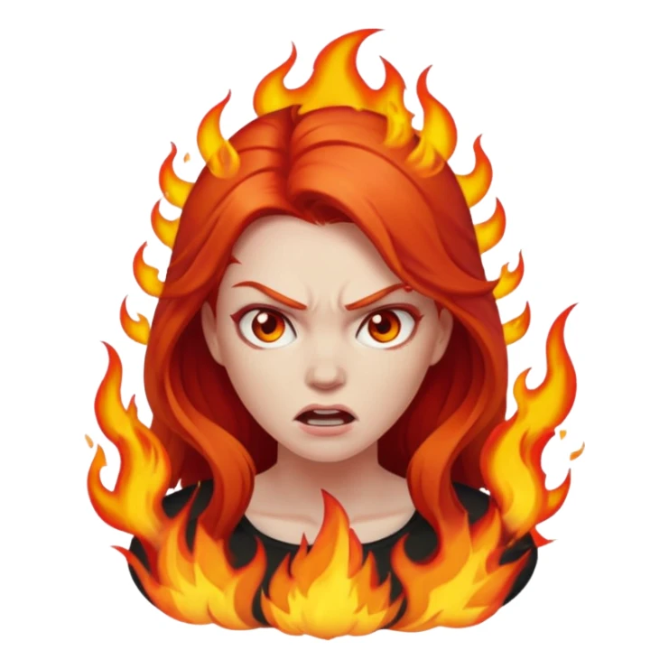 burning angry bodybuilder red haired woman sticker