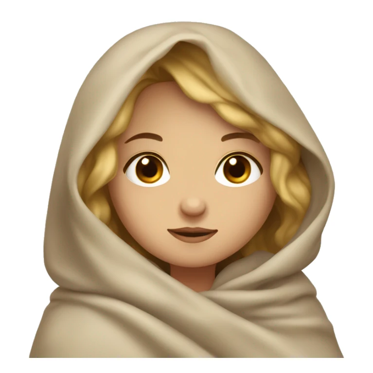 Cute dark blonde girl with brown eyes cuddling in a blanket sticker