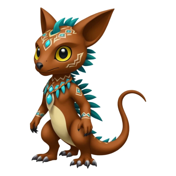 colorful lush edgy spooky tribal exotic patterned beautiful elegant pretty realistic Fakémon-Digimon-Fionbri-Trico-creature (full body) sticker