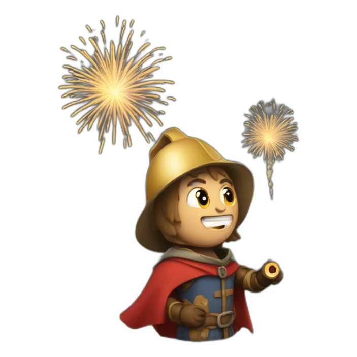 medieval Pyrotechnician seeing some fireworks go off in front of him sticker