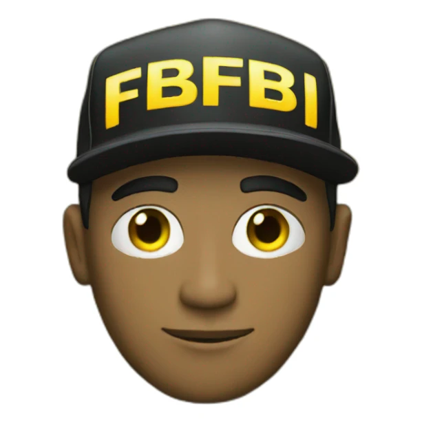 man with yellow "FBI" letters on his cap sticker