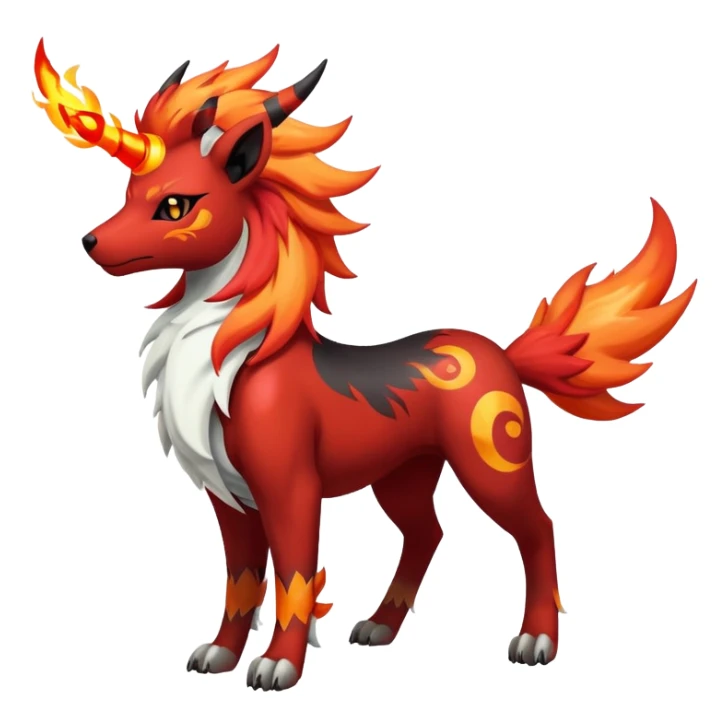 Shiny Exotic Gothic Rapidash-Houndoom-Arcanine-Pokémon-Fakémon-hybrid-creature sticker