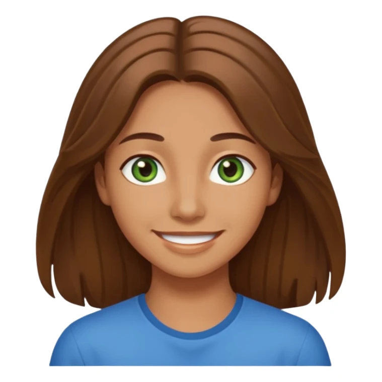 Im kinda a mixed between tan and pale   I have greenish blue hazel eyes I have brown long hair middle part and make me smiling  sticker