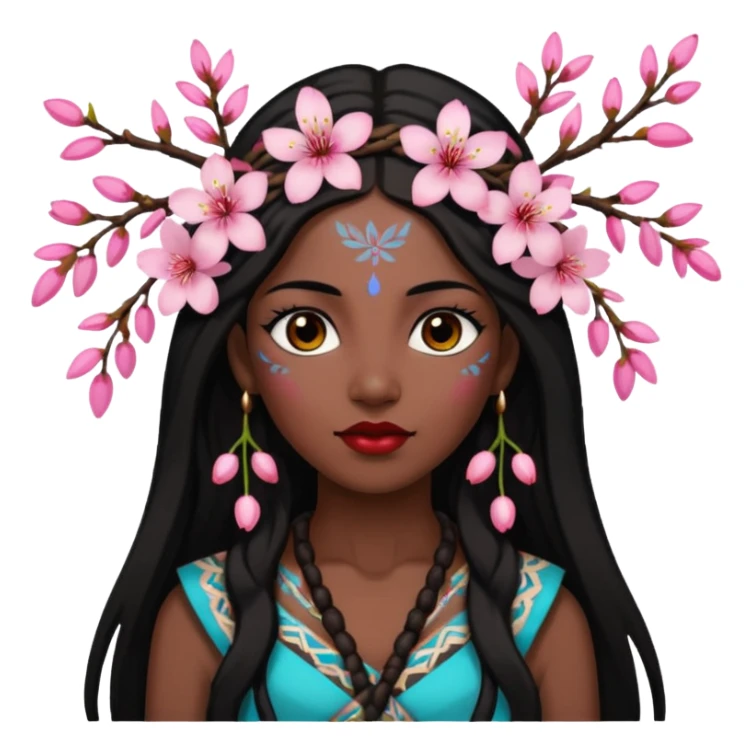tribal woman with cherry blossom sticker