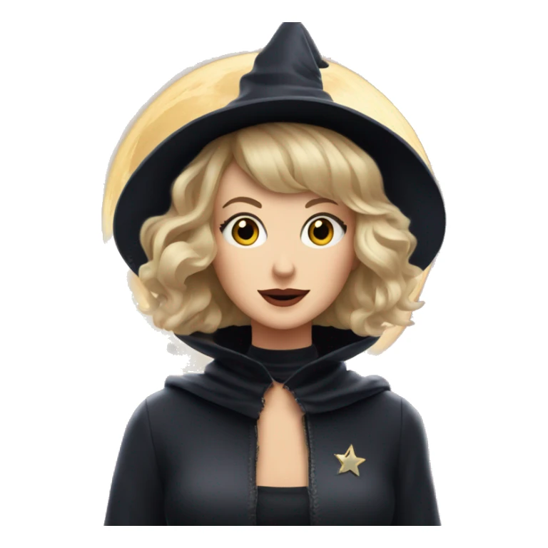 witch with a cat in space with Taylor Swift flyng sticker