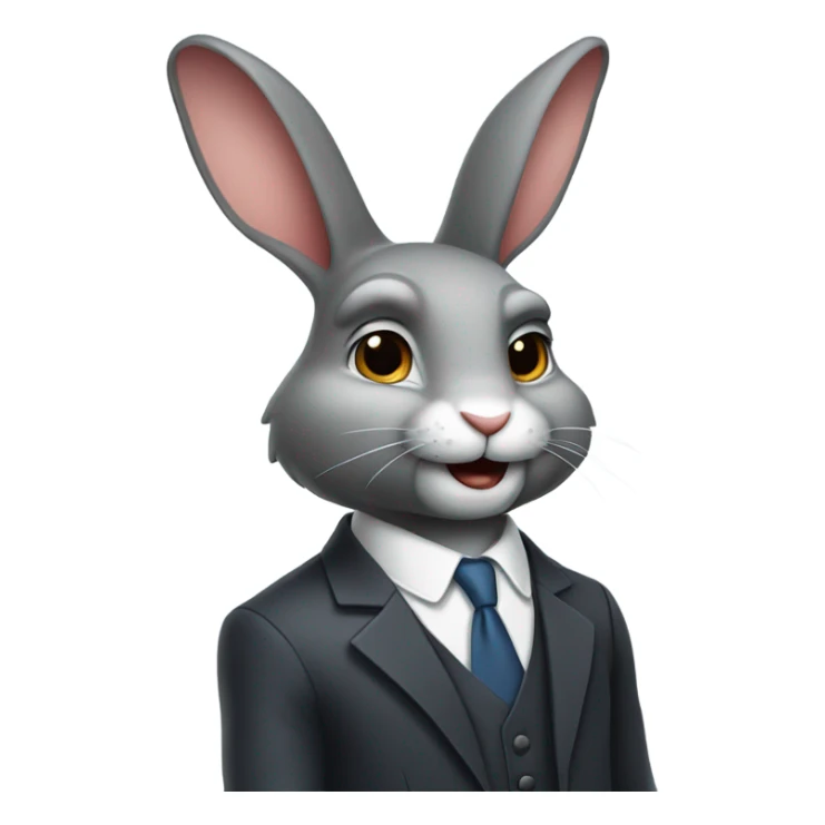 A male rabbit in a suit with a sly smirk sticker