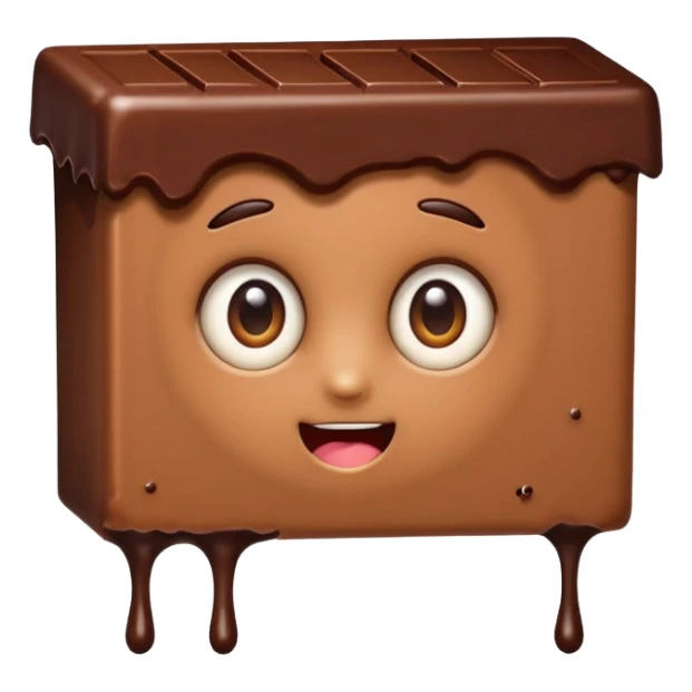 Cartoon chocolate mini pastry peeking from behind tiny wall, suspicious eyes, tiny chocolate smudges, chibi style, Twitch emoji style, transparent background, colorful
 sticker