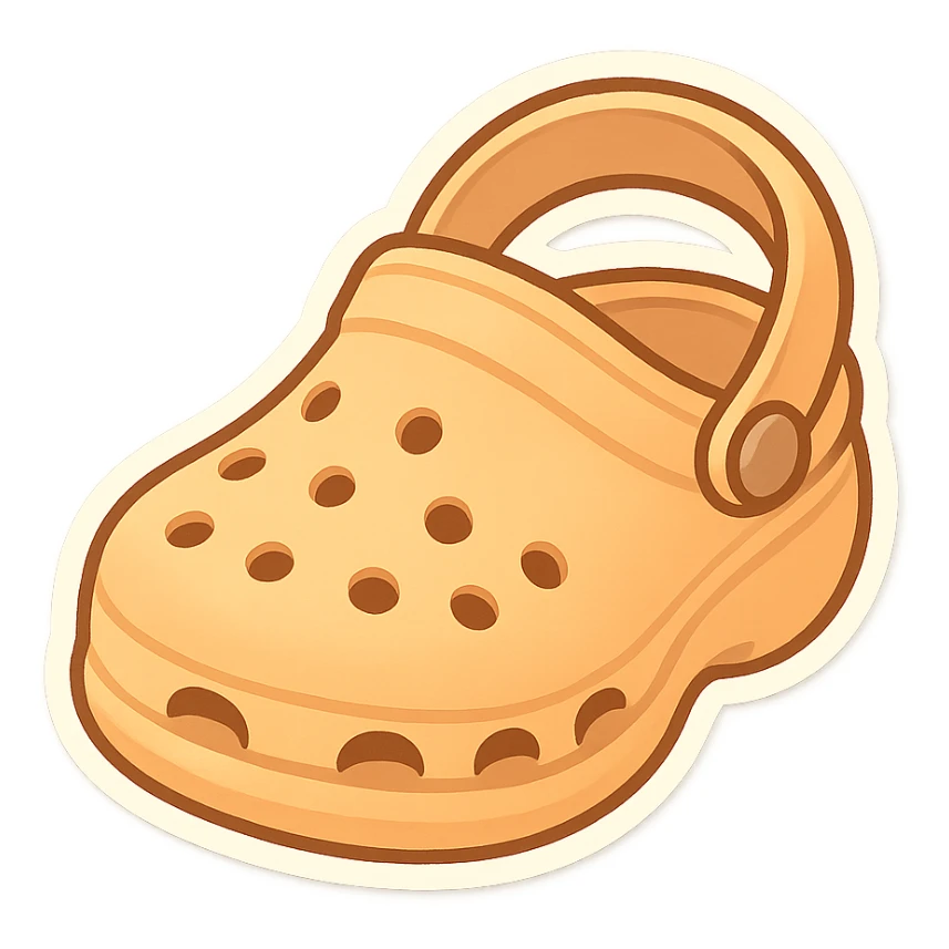 chibi sticker-style croc shoe, cute and exaggerated sticker