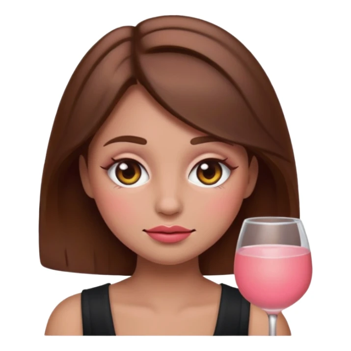 “Emoji girl, drunk blush makeup, brown hair sticker