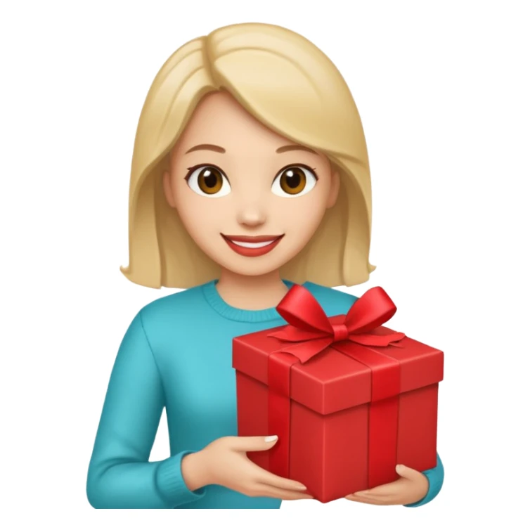 woman courier holding gift box sticker