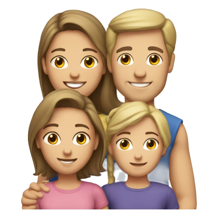 caucasian family with two daughters and a son sticker