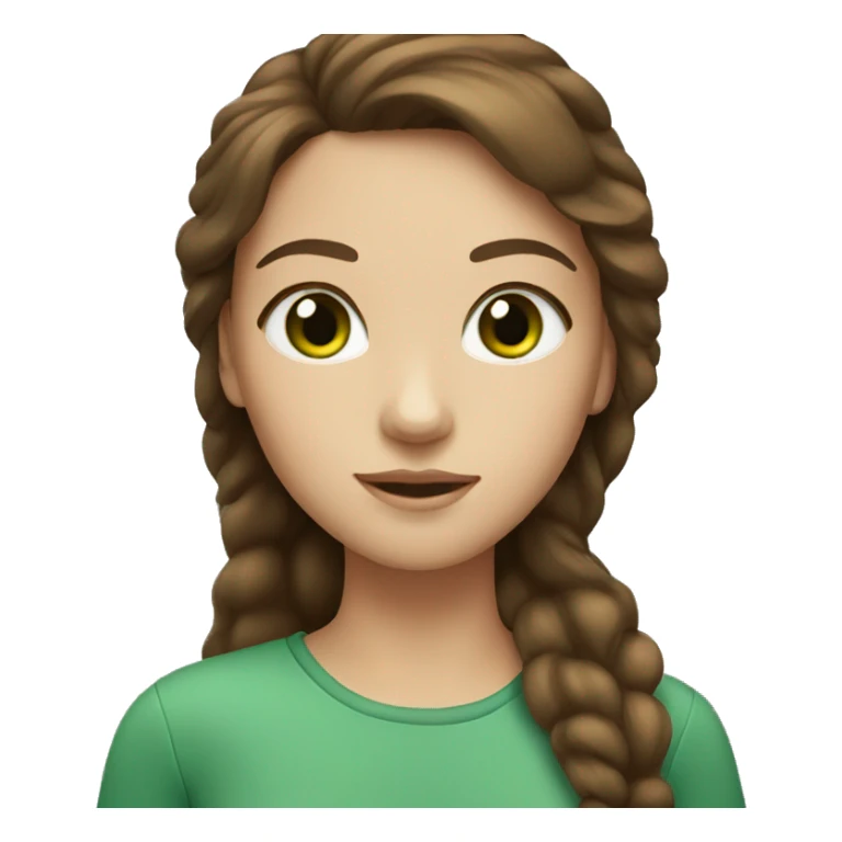 A brown haired girl with green eyes and light skin sticker