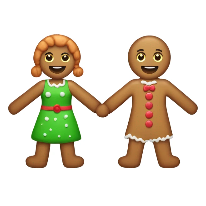 A male gingerbread cookie and a female gingerbread cookie holding hands sticker