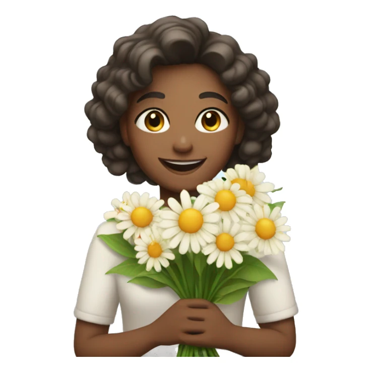 smiling girl with flower bouquet sticker