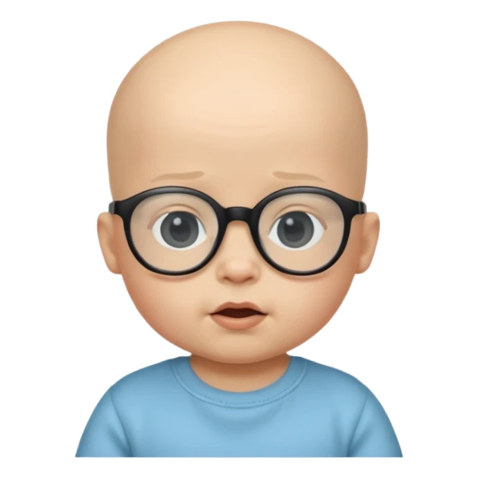 bald baby with black glasses sticker