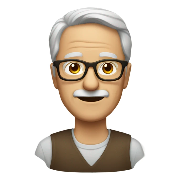 Older white man with brown hair and brown glasses  sticker